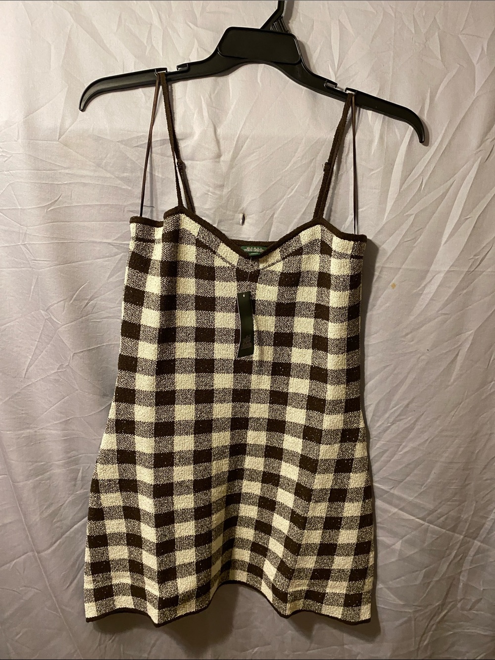 Universal Thread Brown and Cream Gingham Slip Dress